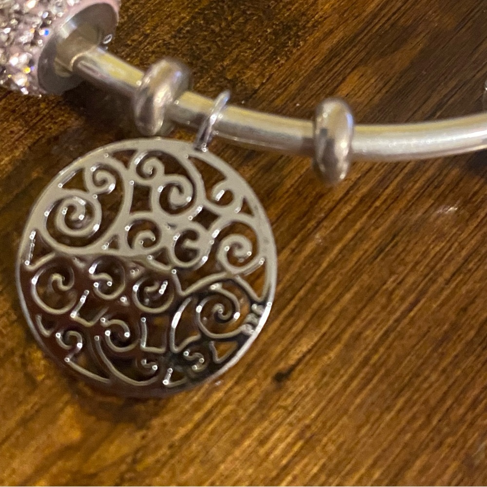 Solid Sterling Silver Ball-End Bangle & Sterling … - image 7